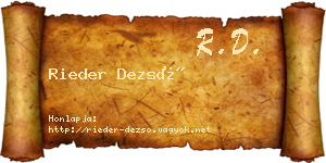 Rieder Dezső névjegykártya